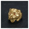 Bague tigre Yeux rouges Acier inoxydable doré à l'or fin  IM#27231
