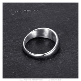 Bague jonc Anglais Gitan 3 faux diamants Acier inoxydable Argent  IM#27239