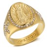 Bague de la vierge Marie Sara et Croix Acier Or Diamants  IM#27243