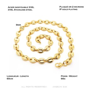 Collier grain de café Acier inoxydable Doré Or  IM#27310