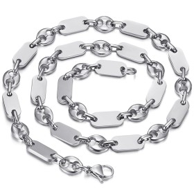 Collier grain de café et maille plate alternée Acier inoxydable argent28124