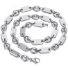 Collier grain de café et maille plate alternée Acier inoxydable argent28124