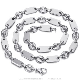 Collier grain de café et maille plate alternée Acier inoxydable argent28125
