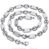 Collier grain de café et maille plate alternée Acier inoxydable argent28125