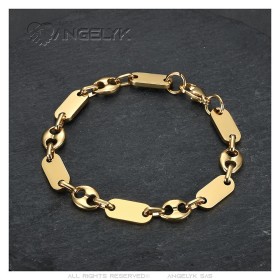 Ensemble grain de café Collier Bracelet Baptiste Acier inoxydable Or28625