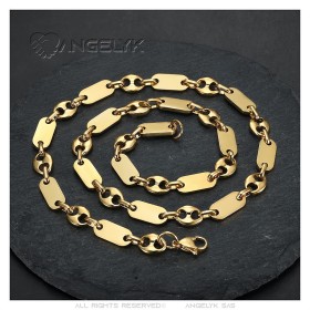 Ensemble grain de café Collier Bracelet Baptiste Acier inoxydable Or28626