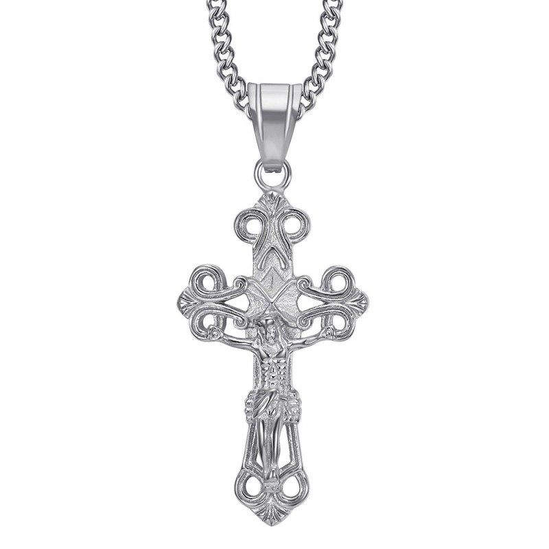 Filigree Cross Pendant Gold Silver Stainless Steel 28720