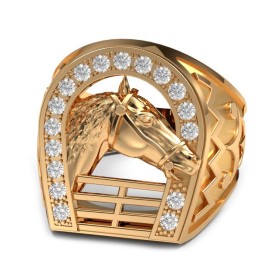 Hoefijzerring 18k goud diamanten Elvis Presley Gitan28728