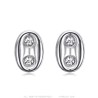 Pendientes de grano de café con circonitas de 9 mm, acero inoxidable, plata 28749