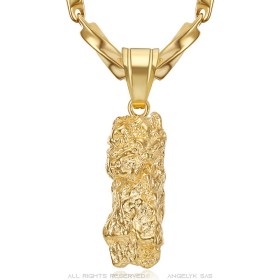 Pendentif pépite d'or Acier inoxydable Doré à l'or fin Chaîne 60cm28855