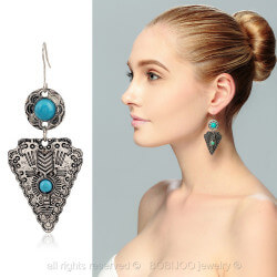 BOF0028 BOBIJOO JEWELRY Pair of earrings Silver Turquoise