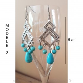 BOF0028 BOBIJOO JEWELRY Pair of earrings Silver Turquoise