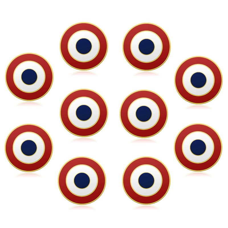Lot de 10 Pin's Cocarde Française Doré à l'Or Fin - Épinglette Patriotique28963 Lot de 10 Pin's Cocarde Française Doré à l'Or Fin - Épinglette Patriotique28963