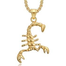 Pendentif Scorpion Doré Acier inoxydable Chaîne Offerte28984