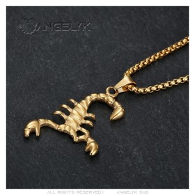 Pendentif Scorpion Doré Acier inoxydable Chaîne Offerte28986