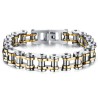 Pulsera de cadena de motocicleta de acero, plata y oro (28990)