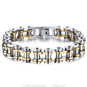 Pulsera de cadena de motocicleta de acero, plata y oro 28991