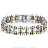 Pulsera de cadena de motocicleta de acero, plata y oro 28991