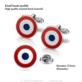 Bouton de manchette et pins cocarde, ensemble de qualité29003