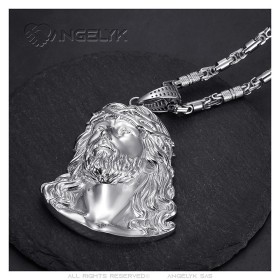 Pendentif du seigneur Jésus-Christ XXL avec sa chaîne 70cm Argent29065