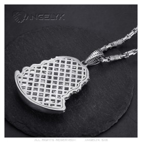copy of Löwenkrallen-Anhänger Rubin Diamant Kaffeebohnen-Kette Stahl Gold29066