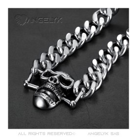 Collier biker Chaîne Gourmette Skull Tête de Mort Acier inoxydable29090