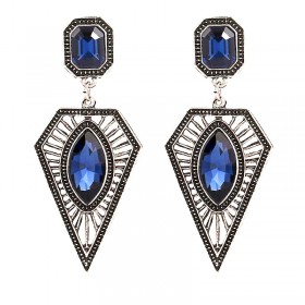 Boucles d'Oreilles Pendantes Losange Bleu bobijoo