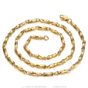 Chaîne maille colombienne Acier inoxydable Or Longueur au choix29119