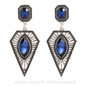 Boucles d'Oreilles Pendantes Losange Bleu bobijoo