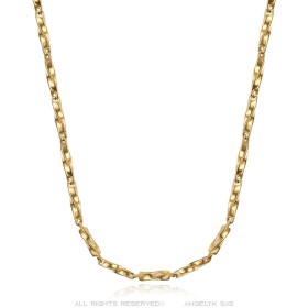 Chaîne maille colombienne Acier inoxydable Or Longueur au choix29120