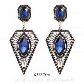 Boucles d'Oreilles Pendantes Losange Bleu bobijoo