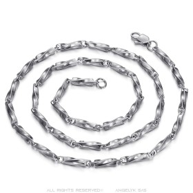 Cadena de malla colombiana Acero inoxidable Plata Largo a elección29154