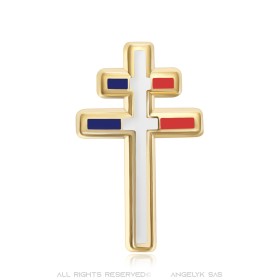 Pins croix de Lorraine Bleu Blanc Rouge France 20mm Or29353