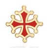Alfiler cruz occitana de Languedoc Oro y esmalte rojo29358