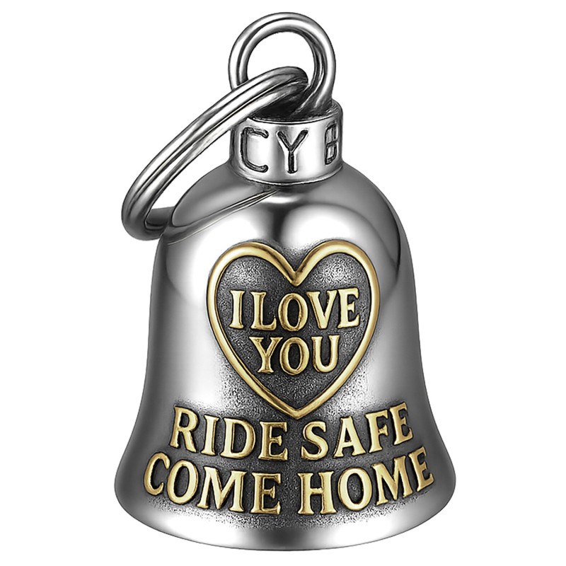 Clochette moto I Love You Ride Safe Come Home Doré Or - MocyBell29423
