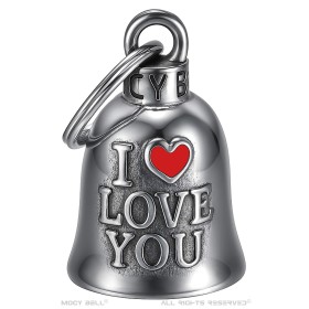 I Love You silver motorbike bell with red heart - MocyBell29449