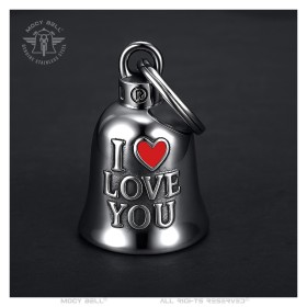 Campanello da moto in argento con cuore rosso - MocyBell29450
