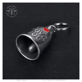 I Love You timbre de moto de plata con el corazón rojo - MocyBell29451