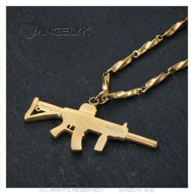 Anhänger Kalashnikov AK47 Gold Edelstahl 59 mm29479