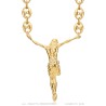 Pendentif Jésus style Dali doré acier inoxydable 316L avec chaîne29553
