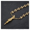 Pendentif Jésus style Dali doré acier inoxydable 316L avec chaîne29554