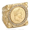 Grande anello Napoleone III 20 franchi acciaio oro zirconio 29 mm29566