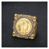 Grosse bague Marianne 20 Francs Acier Or Zirconiums 29 mm29595