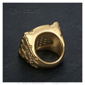 Grosse bague Marianne 20 Francs Acier Or Zirconi 29 mm29596