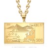 Colgante billete de 500 euros acero inoxidable oro café cadena 60cm29621