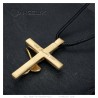 pendentif croix guitare avec cordon cuir et acier noir 60 cm