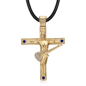Anhänger Gitarrenkreuz Johnny Hallyday Gold Edelstahl