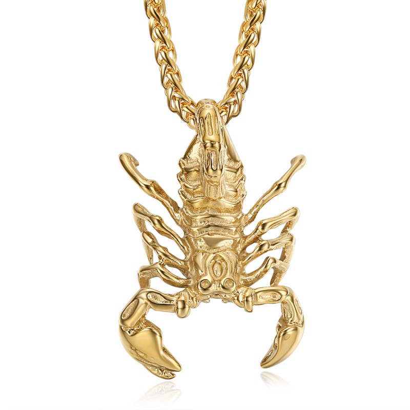 Ciondolo a forma di scorpione in acciaio inox oro uomo donna