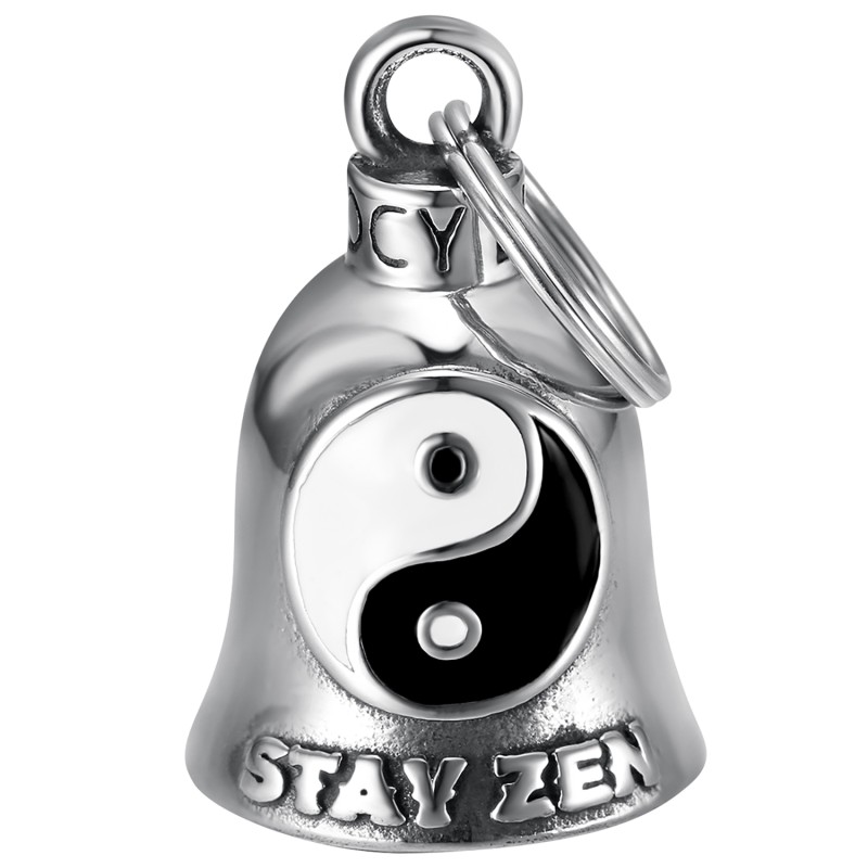 Clochette moto porte bonheur Yin Yang Stay zen MocyBell en acier inoxydable 316L