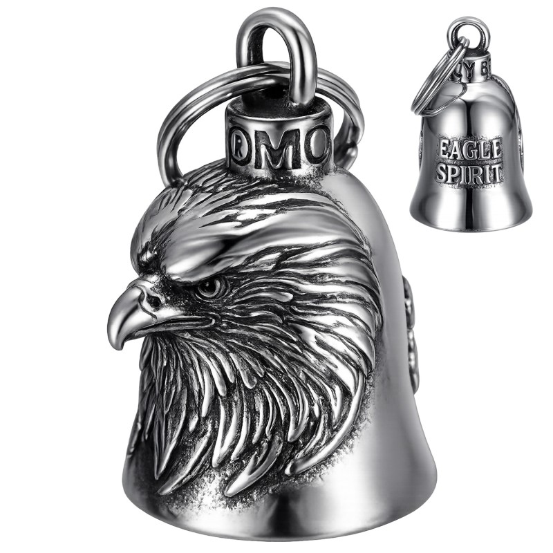 Clochette moto tête d’aigle Eagle Spirit MocyBell en acier inoxydable 316L